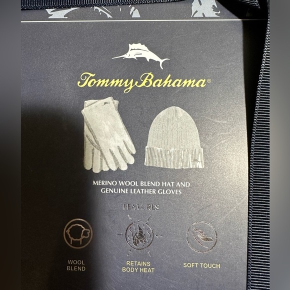 NIB Tommy Bahama Suede Glove & Merino Blend Hat‎ Box Set - Picture 4 of 6